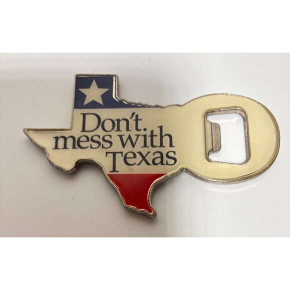 Texas Shaped Bottle Opener Magnetic Dont Mess With Texas Design 4.5" - Picture 5 of 6